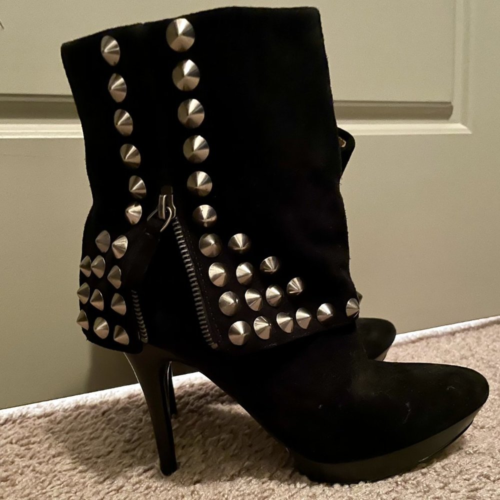 Gently Used Real Suede Black Studded Boots